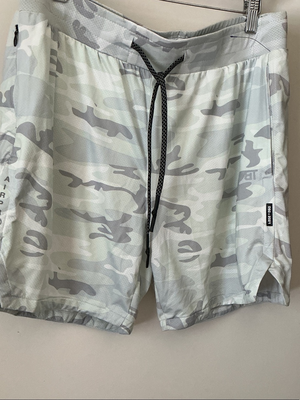 Gray Camo Athletic Shorts with Drawstring